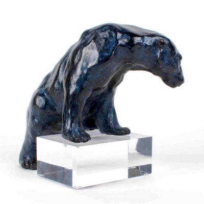 «Résistance» Ours polaire bronze patine bleue profonde